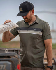 KUIU Performance Polo Stripe | Steel Blue Chest Stripe