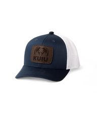 Youth Leather Patch Mesh Back Hat | Navy/White